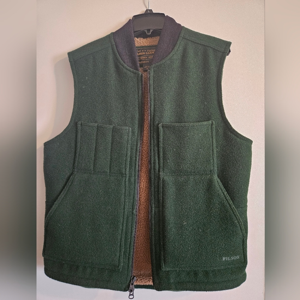 Filson Men's Lined Mackinaw Wool Work Vest - Dark Spruce